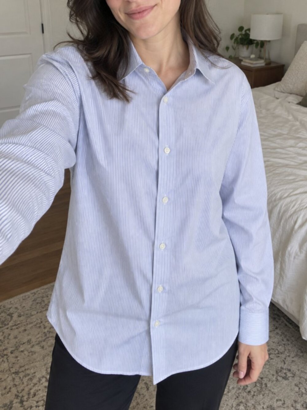 Banana Republic Grant Slim Fit Non-Iron Dress Shirt XL Blue White Striped
